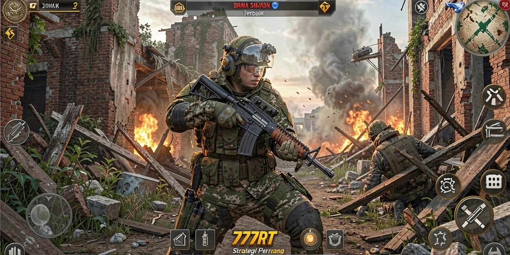 Tampilan gameplay seru dalam 777RT yang menampilkan strategi pertempuran.