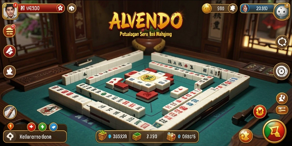Screenshot utama ALVENDO menampilkan gameplay menarik Mahjong.