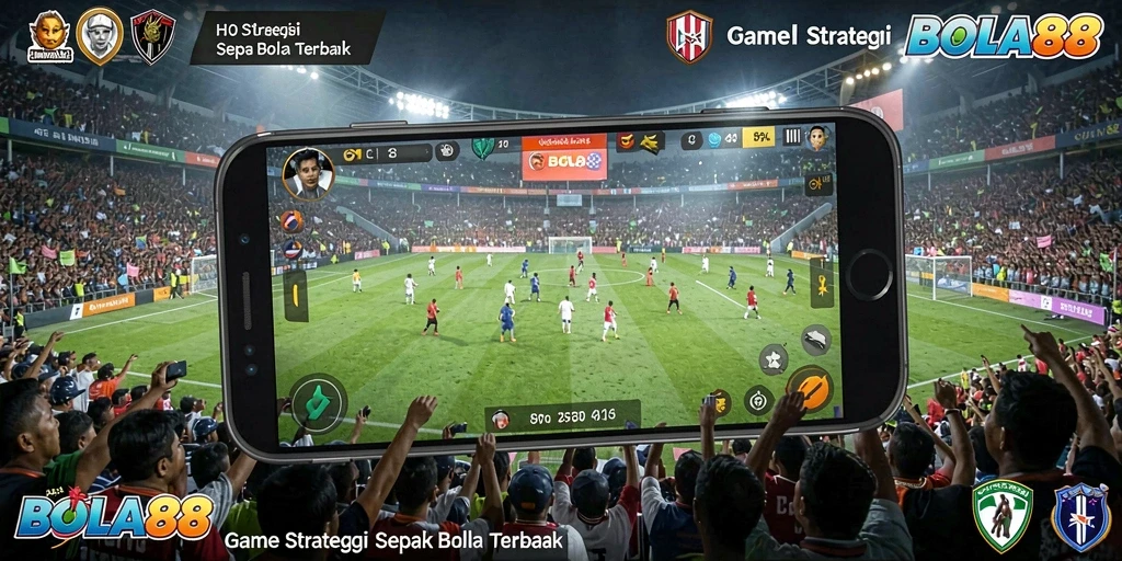 Tampilan gameplay mendebarkan BOLA88 dalam pertarungan strategi sepak bola.