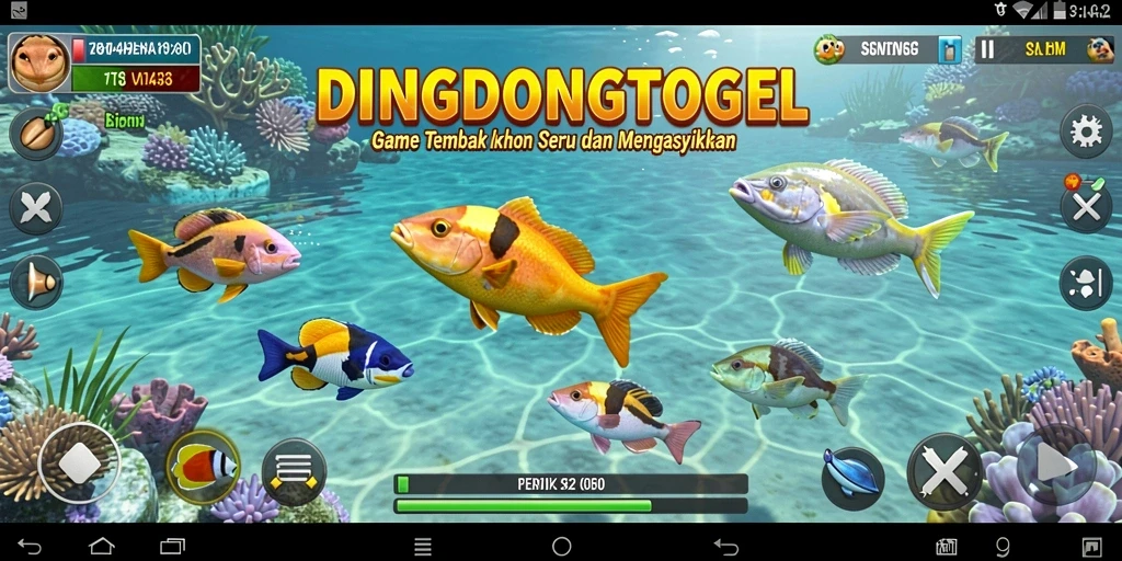 Tampilan gameplay seru dalam DINGDONGTOGEL saat menangkap ikan.