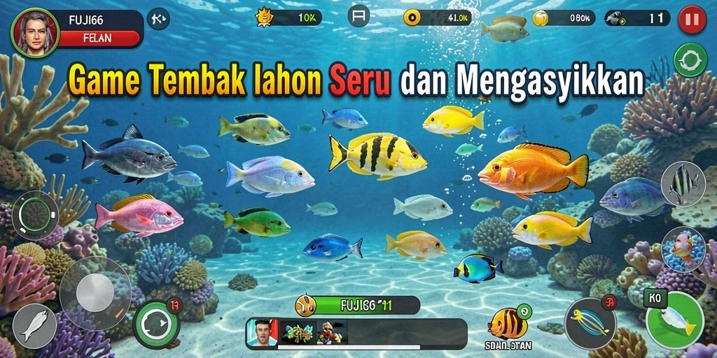 Tampilan gameplay seru pada FUJI66 dengan berbagai jenis ikan.