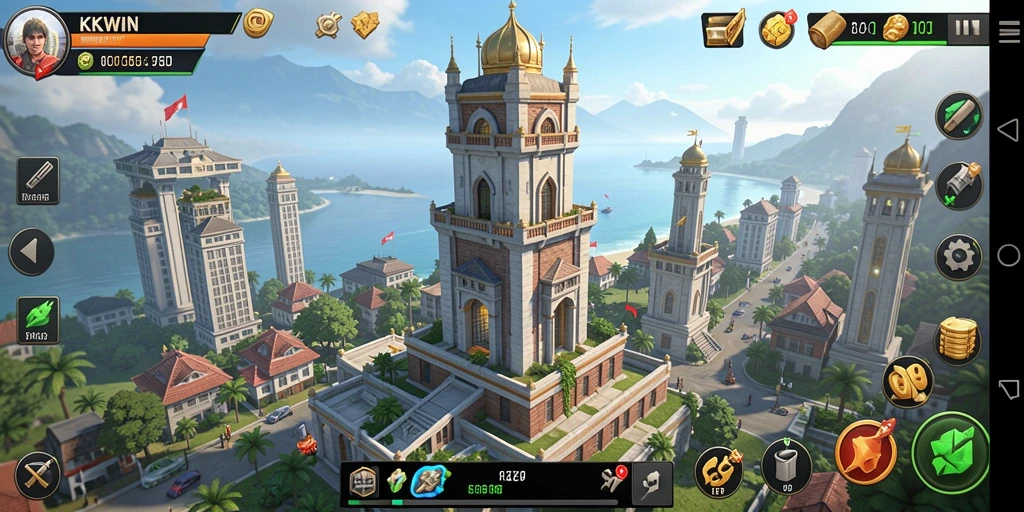 Tangkapan layar menunjukkan aksi seru dalam permainan Tower Defense.