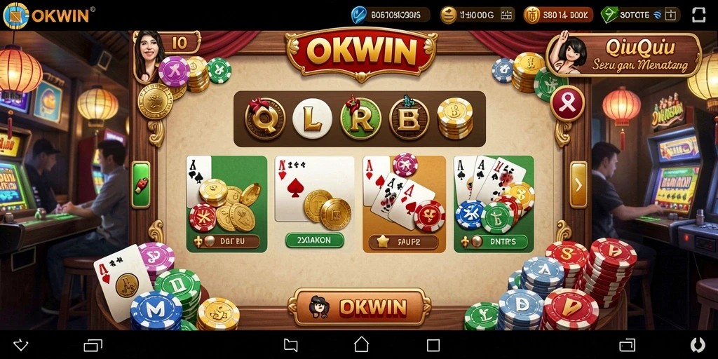 Tampilan menarik dari gameplay QiuQiu di OKWIN.