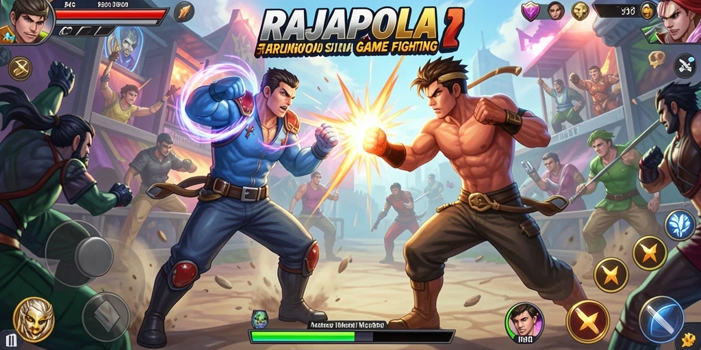 Gameplay seru di RAJAPOLA menampilkan pertarungan yang mendebarkan.