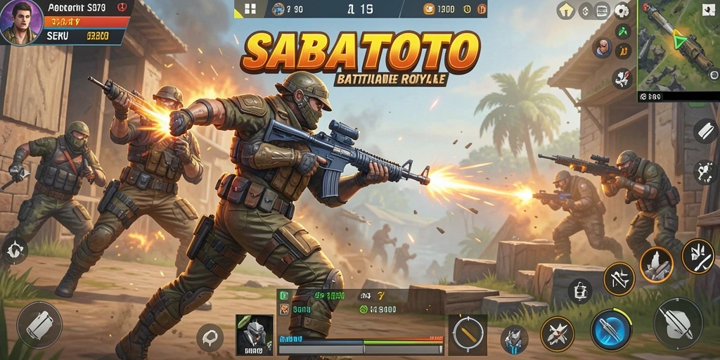 Tangkapan layar gameplay SABATOTO yang menampilkan aksi seru di arena Battle Royale.