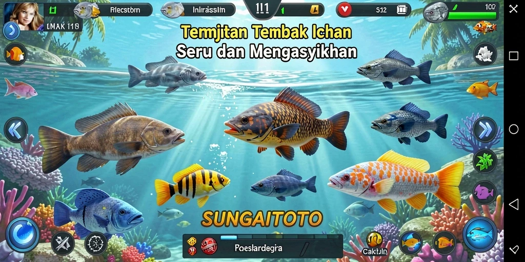 Tampilan gameplay SUNGAITOTO yang menarik dengan aksi tembak ikan seru.