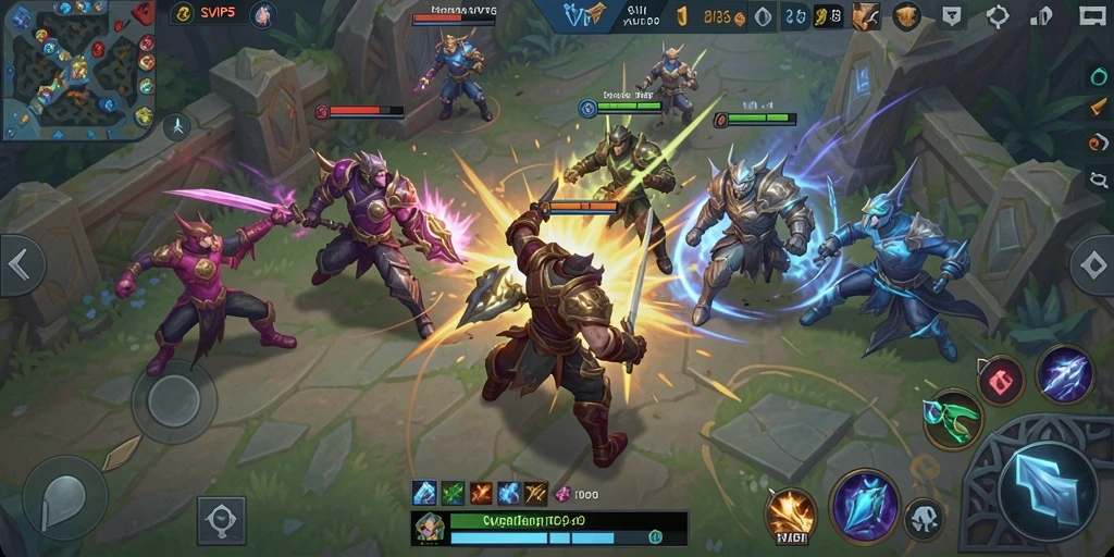 Gambaran gameplay seru dalam SVIP5 dengan karakter yang beraksi di arena.