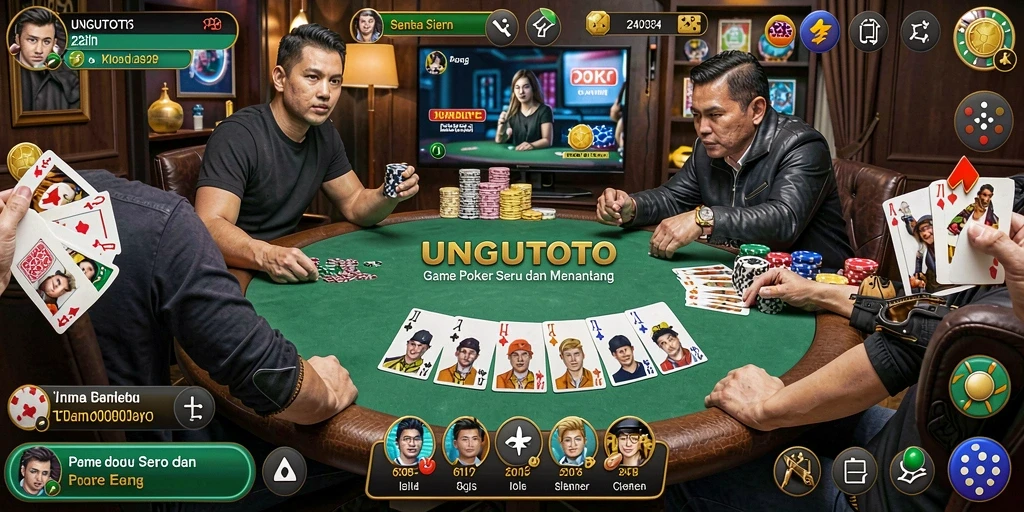 Screenshot gameplay UNGUTOTO menampilkan pengalaman poker yang mendebarkan.