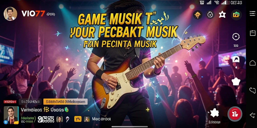 Tampilan interaktif dari gameplay VIO77 dengan berbagai pilihan lagu.