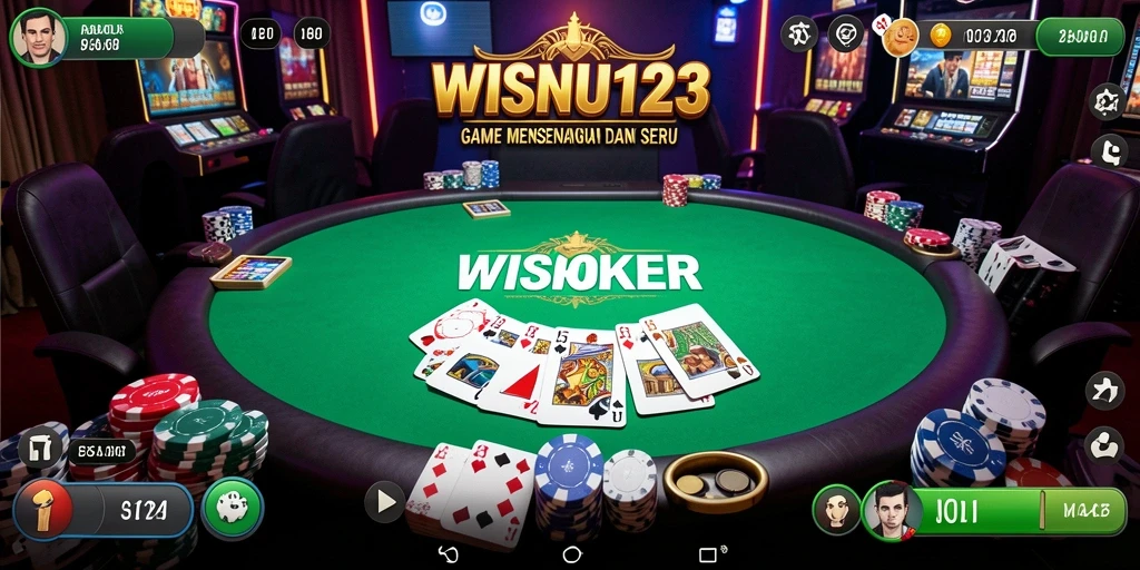 Tampilan gameplay WISNU123 yang mendebarkan di meja poker.